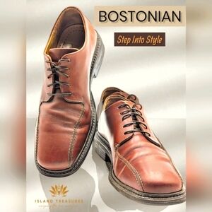 Bostonian Strada Mens Leather Lace-Up Dress Shoes Sz 10.5 Brown Made In Italy
